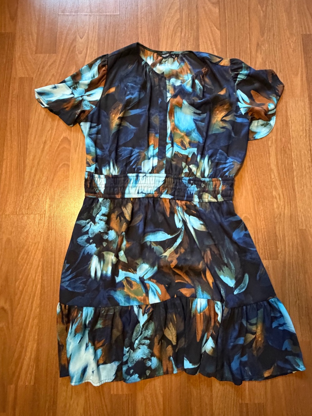 Simply Vera Vera Wang Smocked Waist Ruffle Hem Mini Dress
